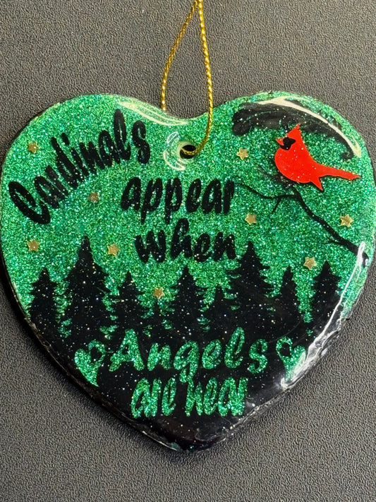 Cardinal Heart shaped ornament